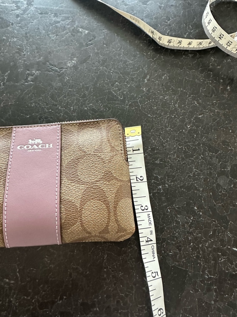 Coach NWT Signature Canvas Wristlet with Dusty Pink Stripe - Picture 3 of 5